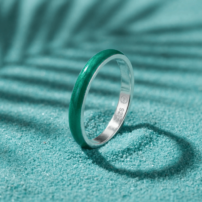 Anneau (medium) "Aqua Acid" en argent pour bague mood interchangeable