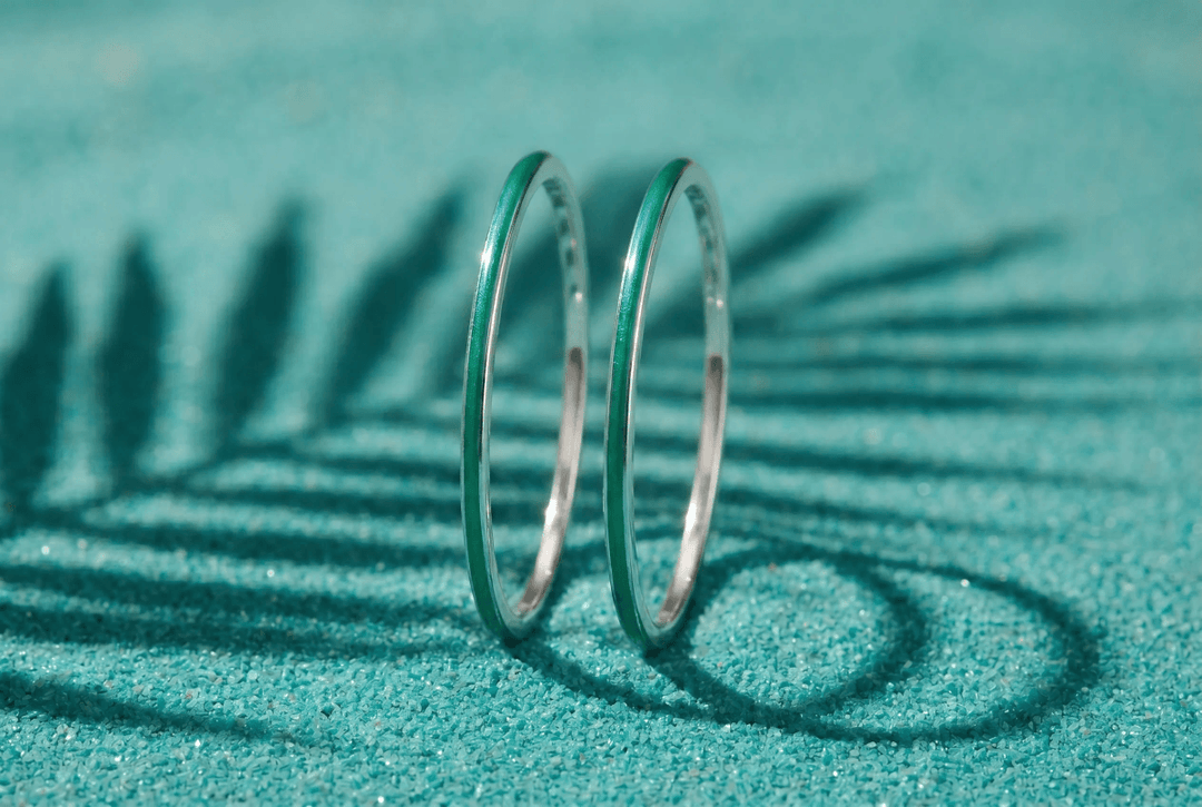Anneau (2 minis) "Aqua Acid" en argent pour bague mood interchangeable