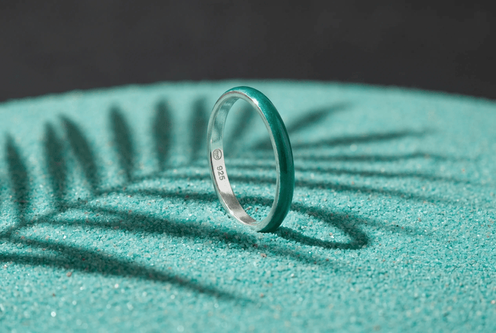 Anneau (medium) "Aqua Acid" en argent pour bague mood interchangeable