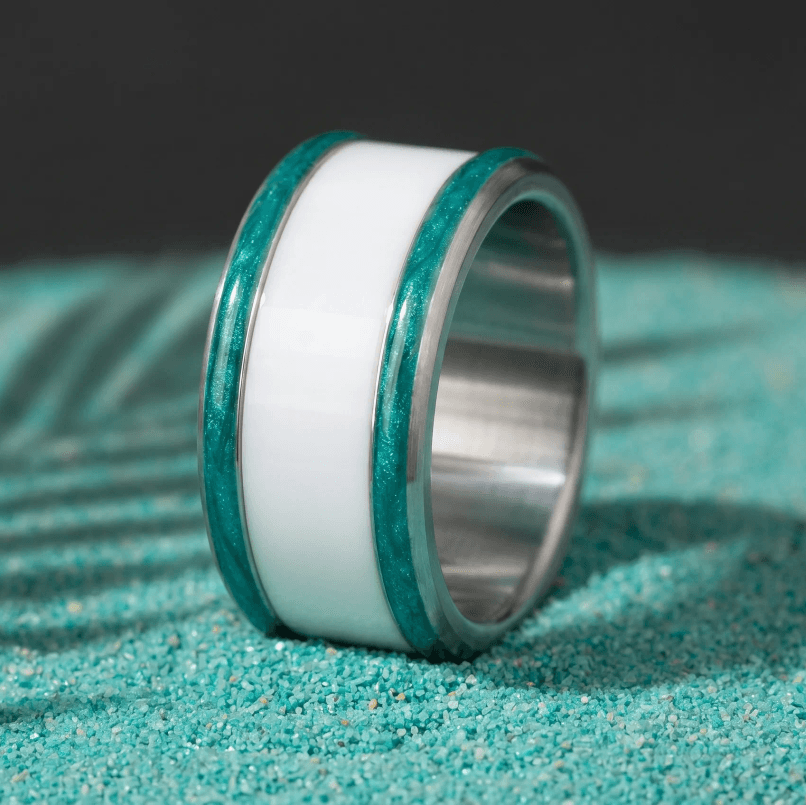 Base small "Aqua Acid" en acier carrée pour bague mood interchangeable