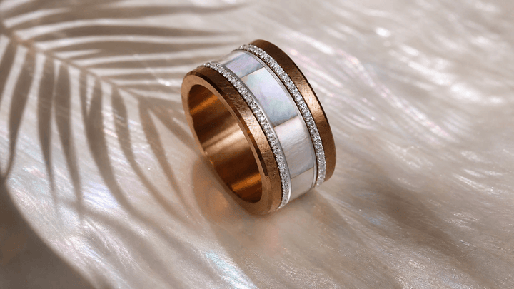 Anneau (deux tiers) "Alba – Nácar Inlay en argent nacré - deux tiers" en argent pour bague mood interchangeable
