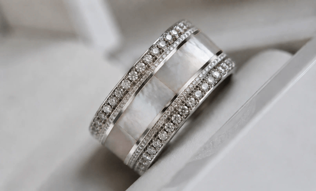 Anneau (deux tiers) "Alba – Nácar Inlay en argent nacré - deux tiers" en argent pour bague mood interchangeable