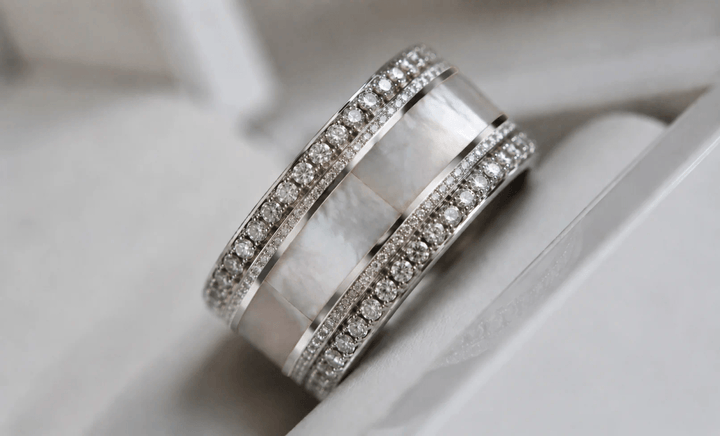 Anneau (deux tiers) "Alba – Nácar Inlay en argent nacré - deux tiers" en argent pour bague mood interchangeable