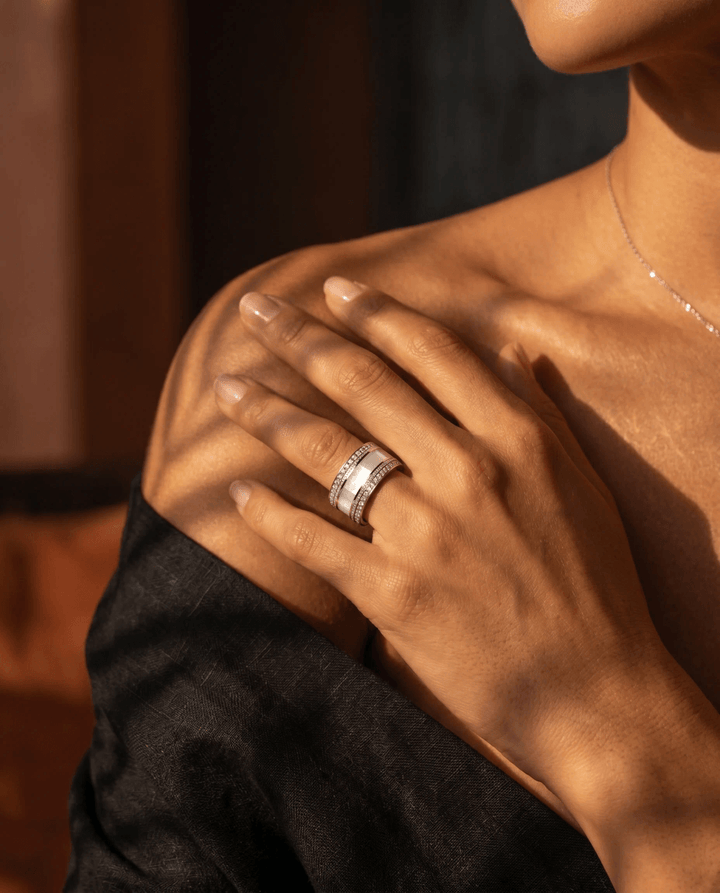 Anneau (deux tiers) "Alba – Nácar Inlay en argent nacré - deux tiers" en argent pour bague mood interchangeable