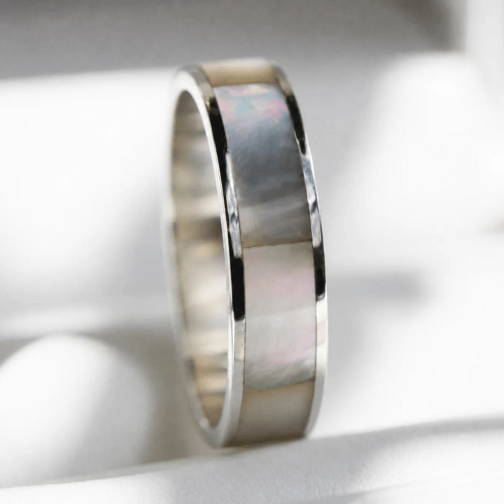 Anneau (deux tiers) "Alba – Nácar Inlay en argent nacré - deux tiers" en argent pour bague mood interchangeable