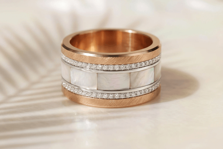 Anneau (deux tiers) "Alba – Nácar Inlay en argent nacré - deux tiers" en argent pour bague mood interchangeable