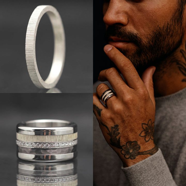 Medium Addon aus geknittertem Silber