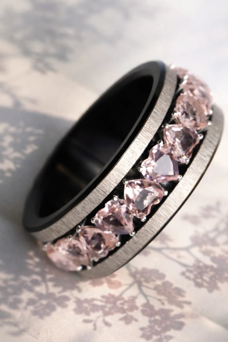 💍🌸 Innenring (2/3 Addon) „Aurheart Sakura“ aus 925er Silber mit korallenroten Zirkonia Steine besetzt