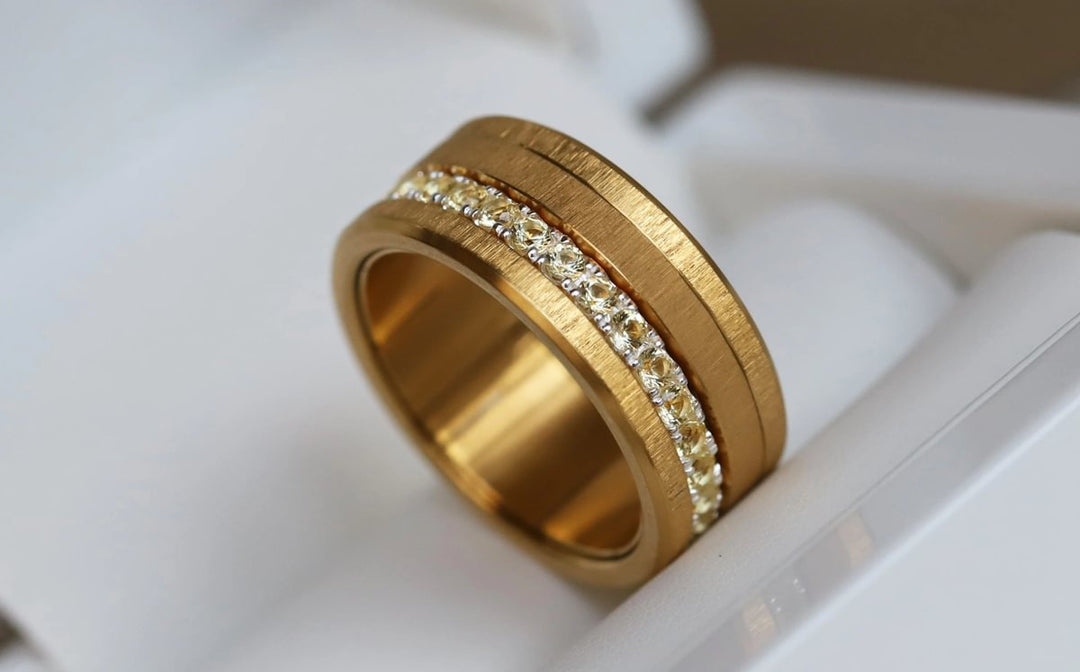 💍 Anneau (addon medium) "Auror" Aura en argent 925 serti de zircons jaunes clairs