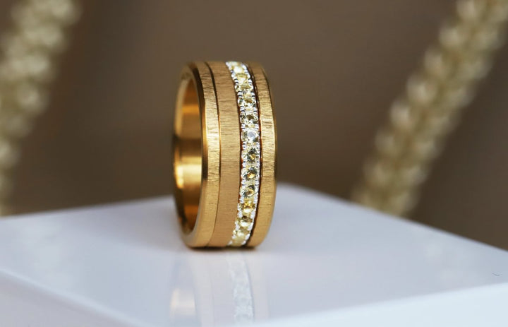 💍 Anneau (addon medium) "Auror" Aura en argent 925 serti de zircons jaunes clairs