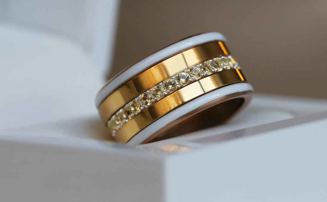 💍 Anneau (addon medium) "Auror" Aura en argent 925 serti de zircons jaunes clairs