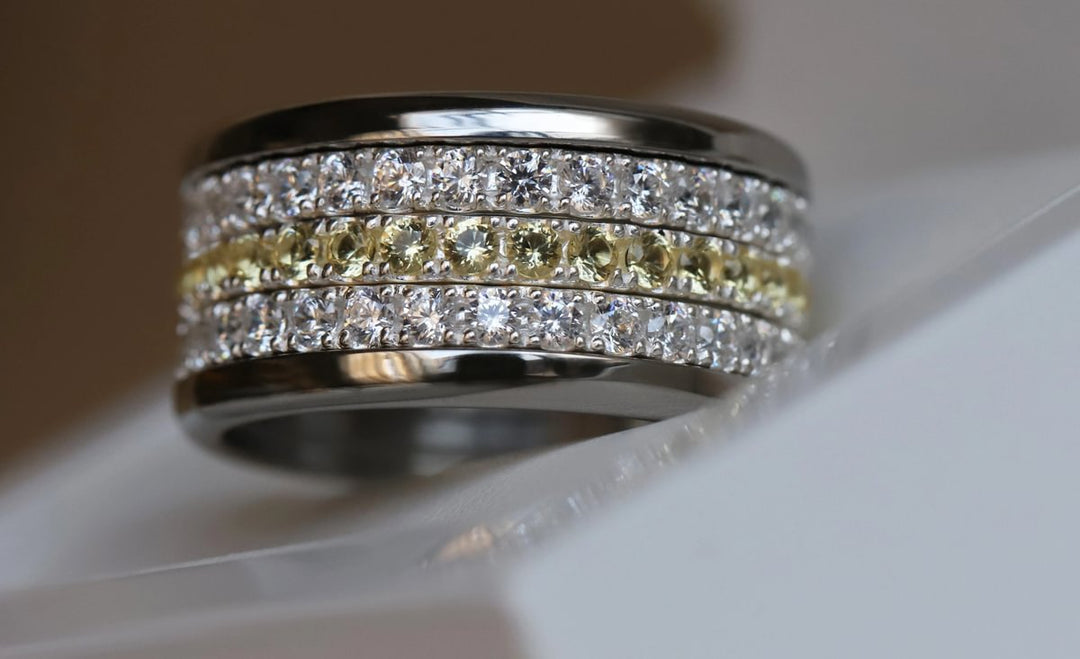 💍 Anneau (addon medium) "Auror" Aura en argent 925 serti de zircons jaunes clairs