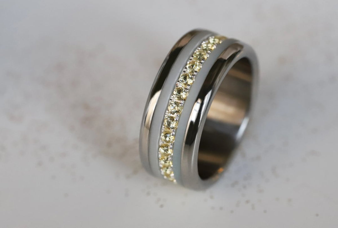 💍 Anneau (addon medium) "Auror" Aura en argent 925 serti de zircons jaunes clairs