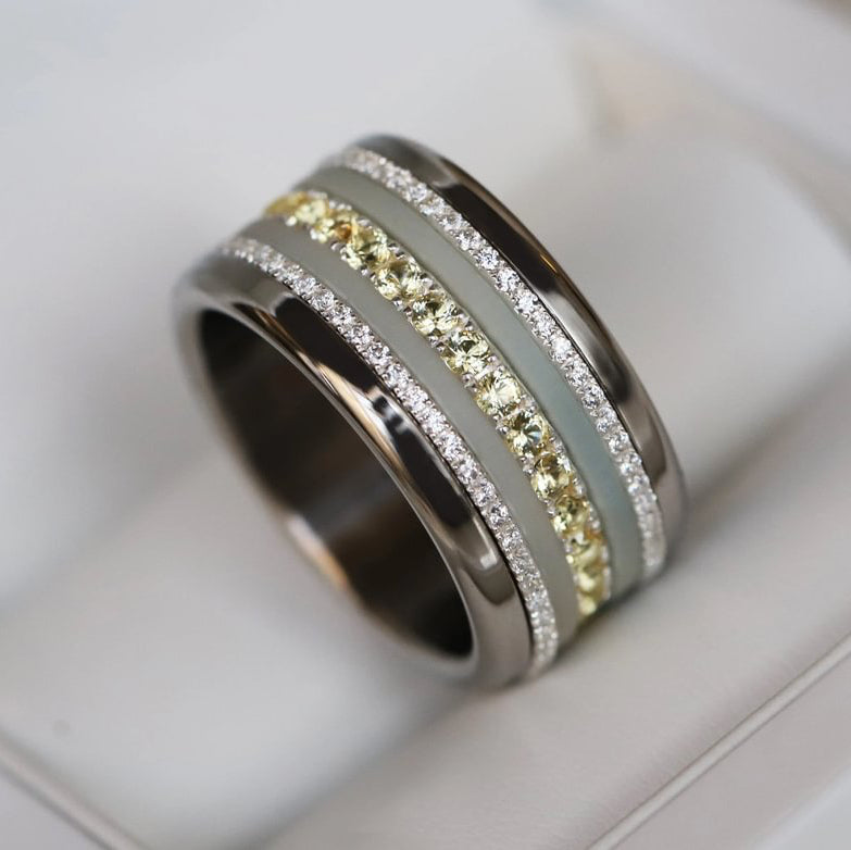 💍 Anneau (addon medium) "Auror" Aura en argent 925 serti de zircons jaunes clairs