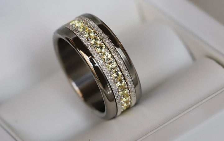 💍 Anneau (addon medium) "Auror" Aura en argent 925 serti de zircons jaunes clairs