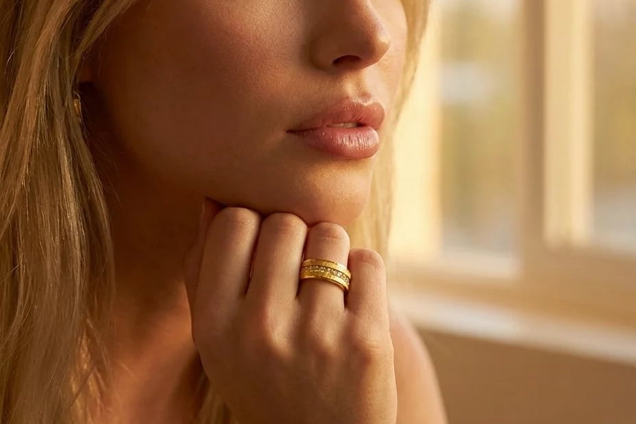 💍 Anneau (addon medium) "Auror" Aura en argent 925 serti de zircons jaunes clairs