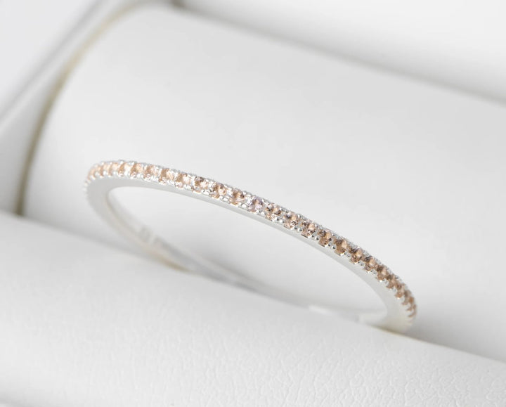 💍 Inner ring (mini addon) "Aura Kabricot" in 925 silver set with coral zircons