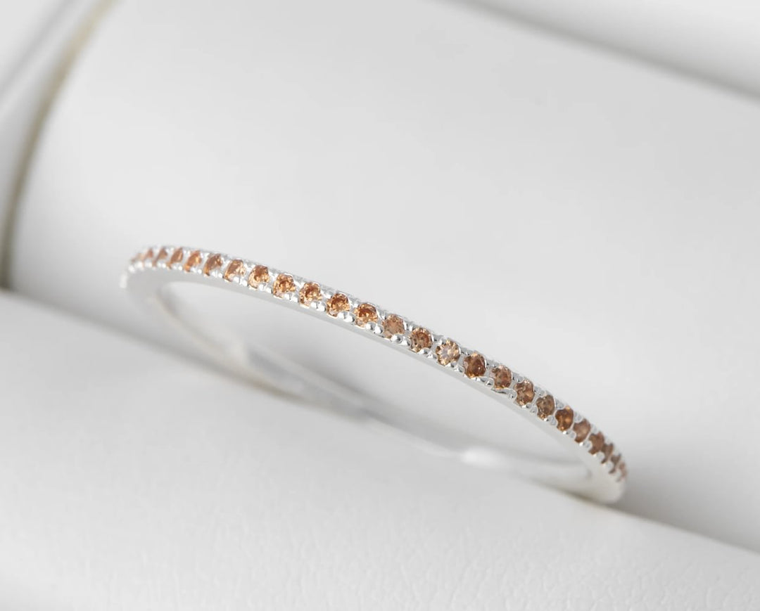 💍 Anneau (addon mini) "Aura Champagne" en argent 925 serti de zircons champagnes