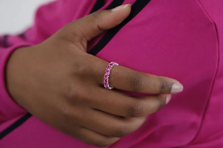 💍💖 Anneau (addon deux tiers) "Aurheart rubis" en argent 925 serti de zircons rubis