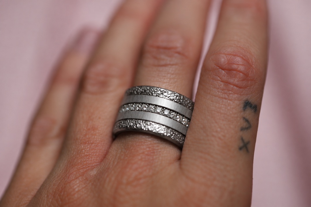 🩶 Base large « Rock » en acier 316L (13mm) pour bague mood interchangeable — édition collector