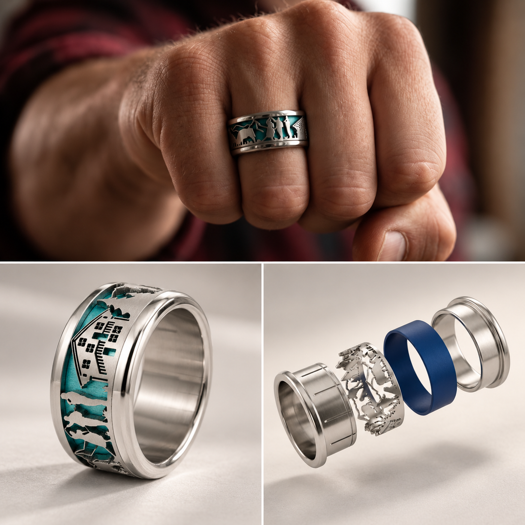 Bague mood interchangeable "Poya" avec motifs suisses et couleur interchangeable