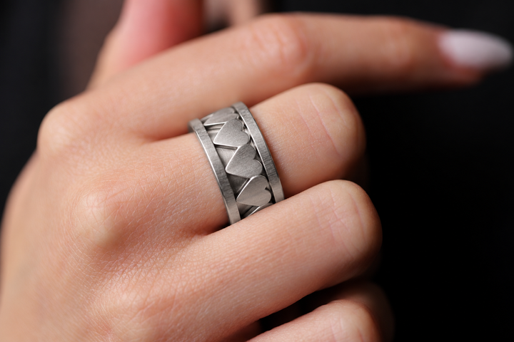 🩶 Base small en acier 316L froissée (11mm) pour bague mood interchangeable