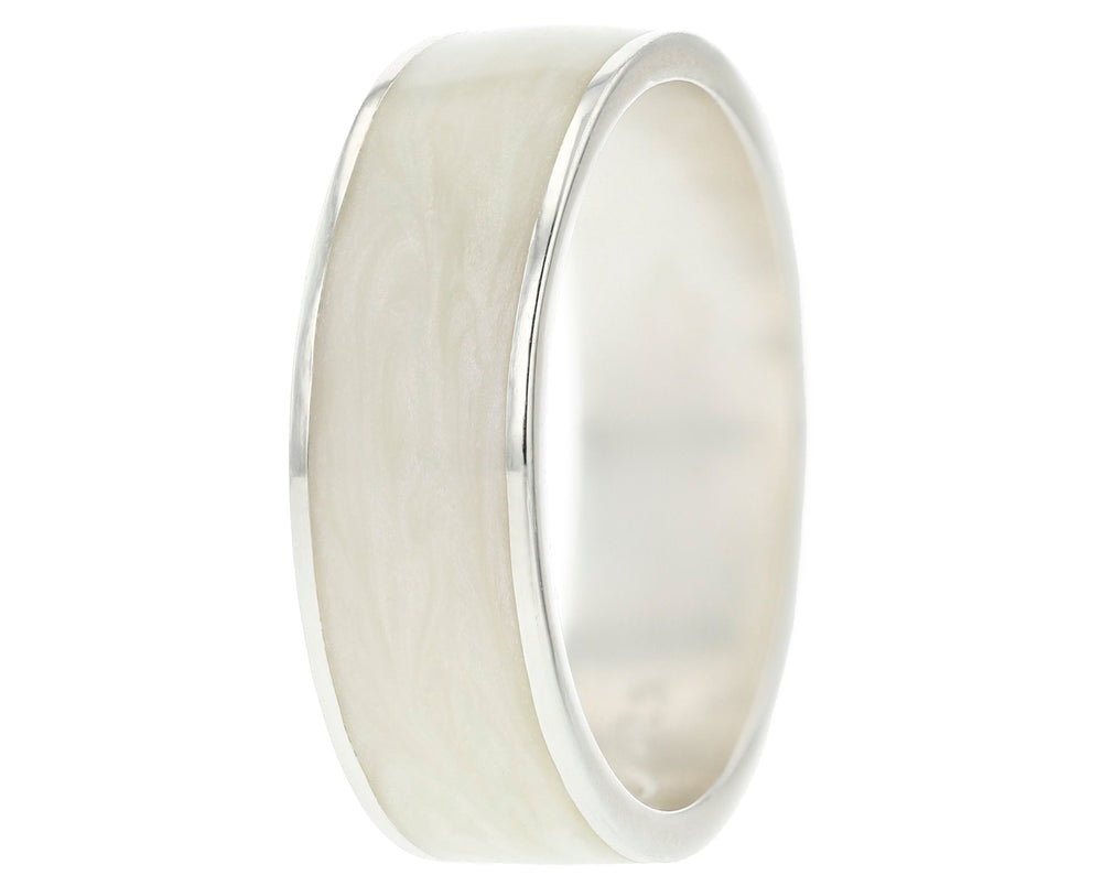 Bague en argent 925 et émail couleur blanc