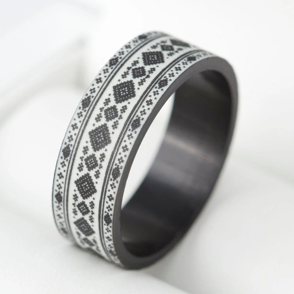 Bague_mood_interchangeable_addon_croatie_polymere_noir_blanc