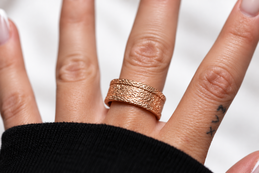 🩶 Anneau (deux tiers) en acier Rock pour bague mood interchangeable