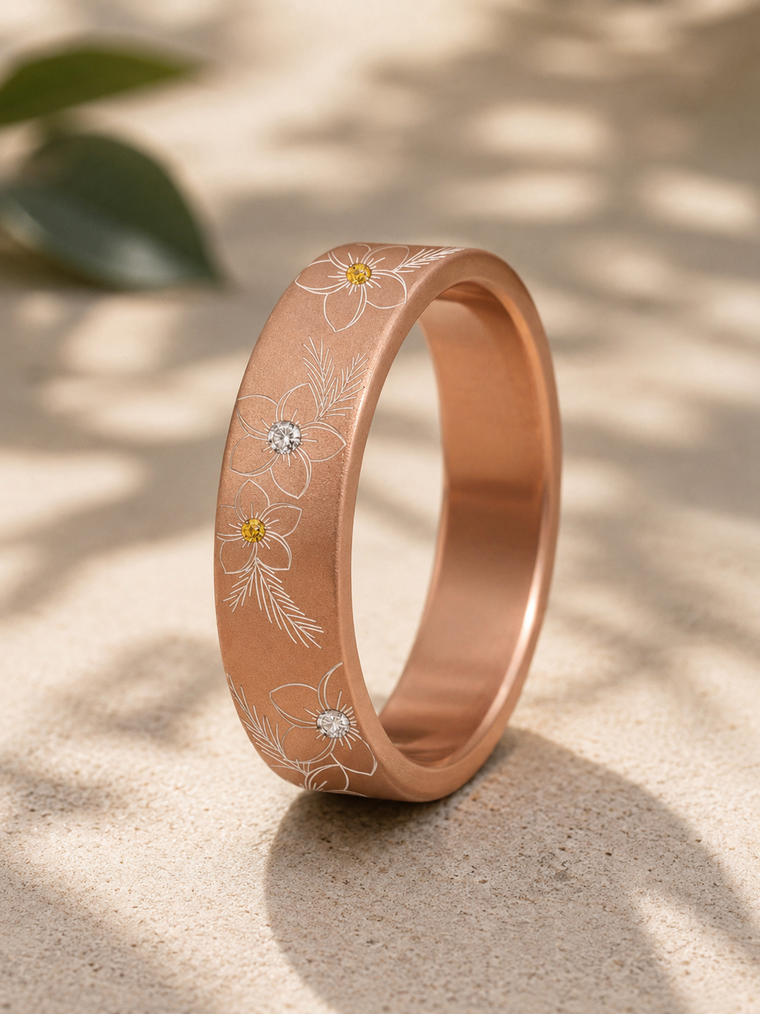 🌸 Anneau (deux tiers) "Tipanélis" en aluminium abricot serti pour bague mood interchangeable