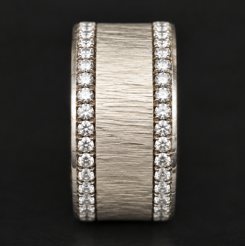Anneau (addon) en argent 925 « Froissé » pour bague mood interchangeable