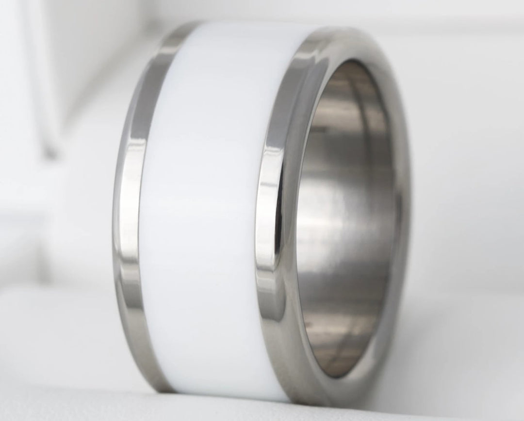 Small, abegrundete, polierte Fassung aus rostfreiem Edelstahl für deinen personalisierbaren mood Ring - 11mm breit