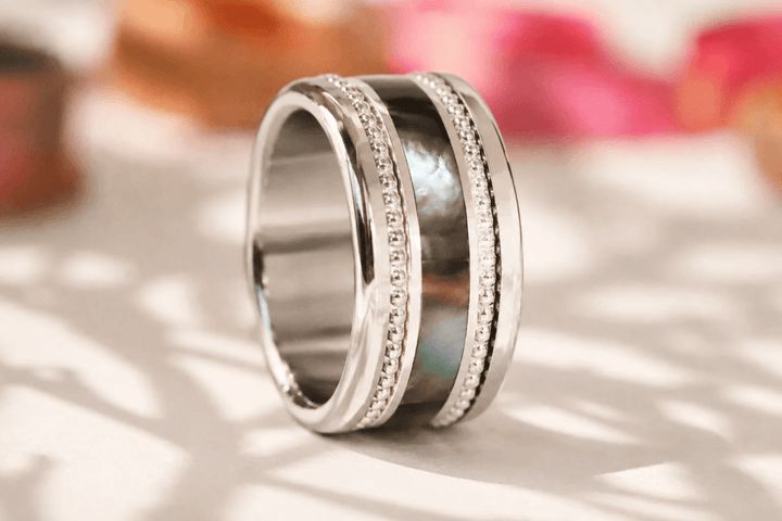 🍁 Anneau (deux tiers) "Bosco – Nácar Inlay" en argent nacré