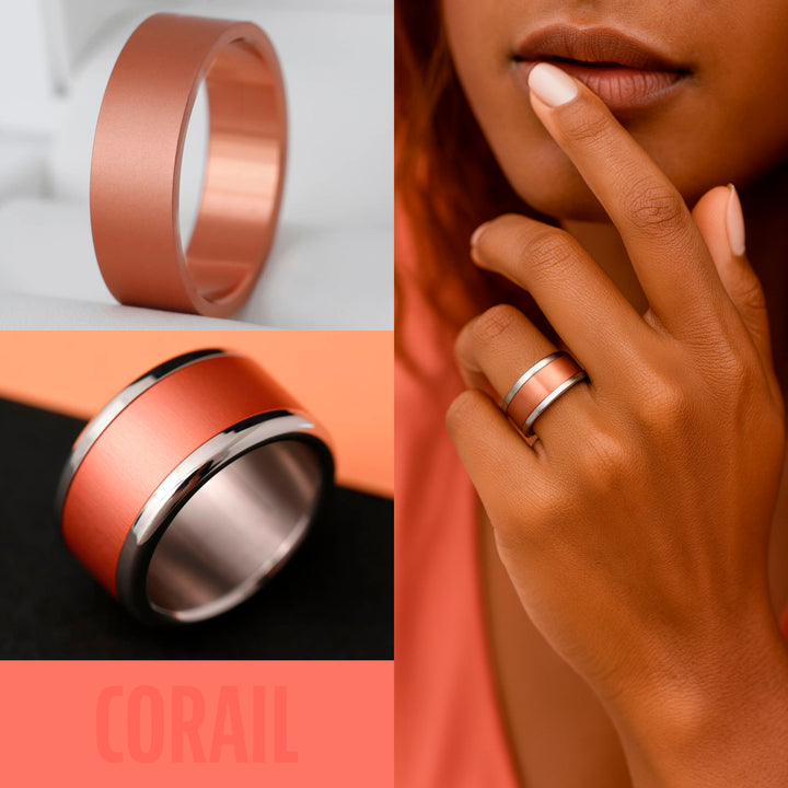 🧡 Anneau (addon) en aluminium corail pour bague mood interchangeable