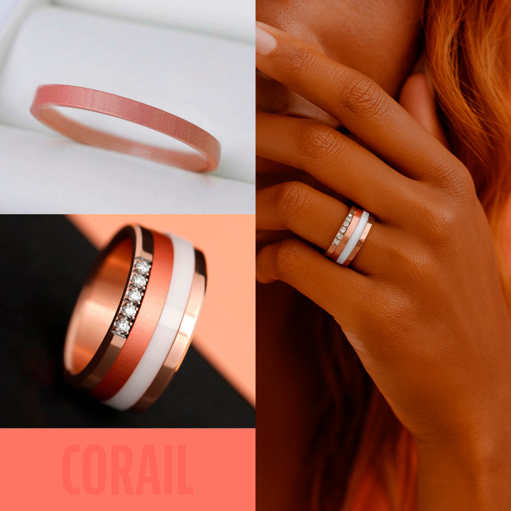 🧡 Anneau (medium) en aluminium corail pour bague mood interchangeable