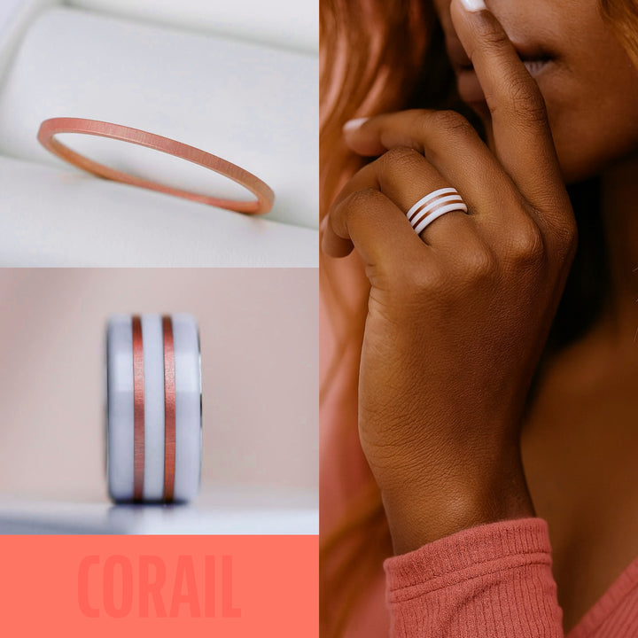🧡 Anneaux (2x minis) en aluminium corail pour bague mood interchangeable