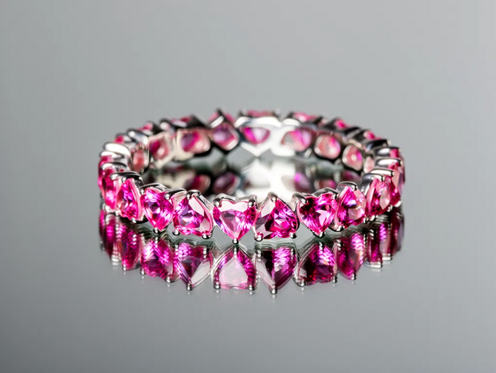 💍💖 Anneau (addon deux tiers) "Aurheart rubis" en argent 925 serti de zircons rubis