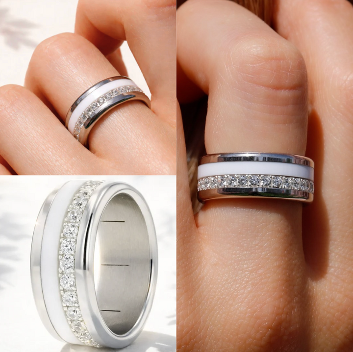 Interchangeable mood ring "Shiny Love" with zirconia and interchangeable color