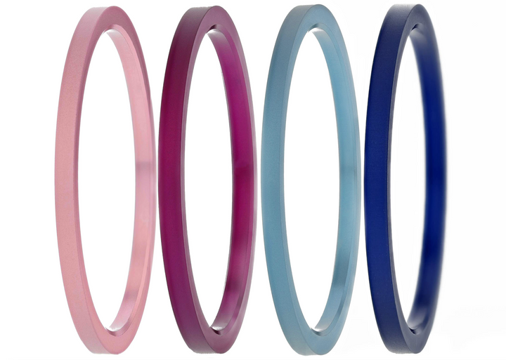 🎨 Pack de 4 minis en aluminium (bleu marine, rose pastel, aubergine et myrtille) pour bague mood interchangeable