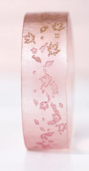 🍂 Anneau (addon ou deux tiers) « Feuillage rose et brun » en polymère translucide — collection Sous-Bois