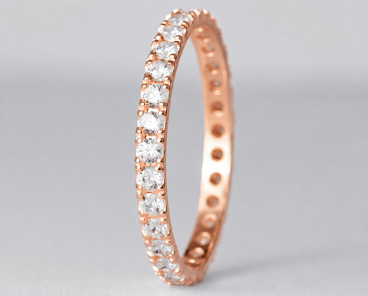 ✨ Aura Authentique Rose Gold 💍 Anneau (addon medium) en argent rose gold serti de zircons — édition spéciale étoiles & planètes