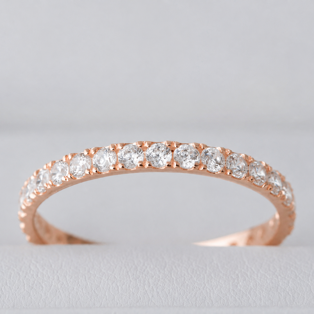 ✨ Aura Authentique Rose Gold 💍 Anneau (addon medium) en argent rose gold serti de zircons — édition spéciale étoiles & planètes