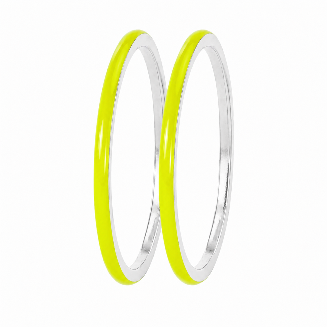Anneau (2 minis) "Neon Lime" en argent pour bague mood interchangeable