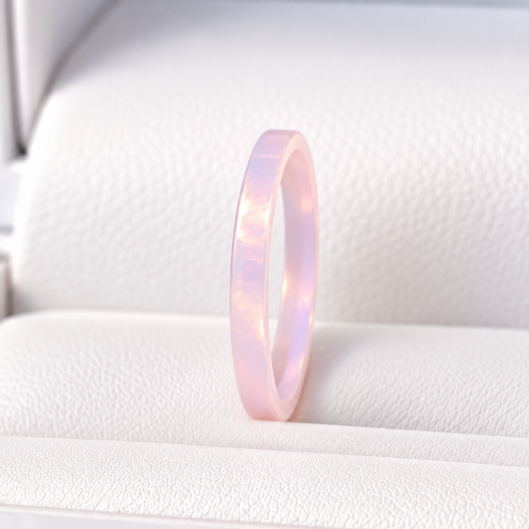 🌸 Nuage Rose — anneau (medium) taillé dans la pierre opalescente