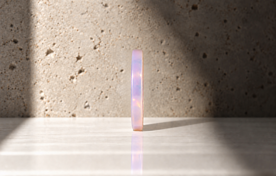 🌸 Nuage Rose — anneau (medium) taillé dans la pierre opalescente