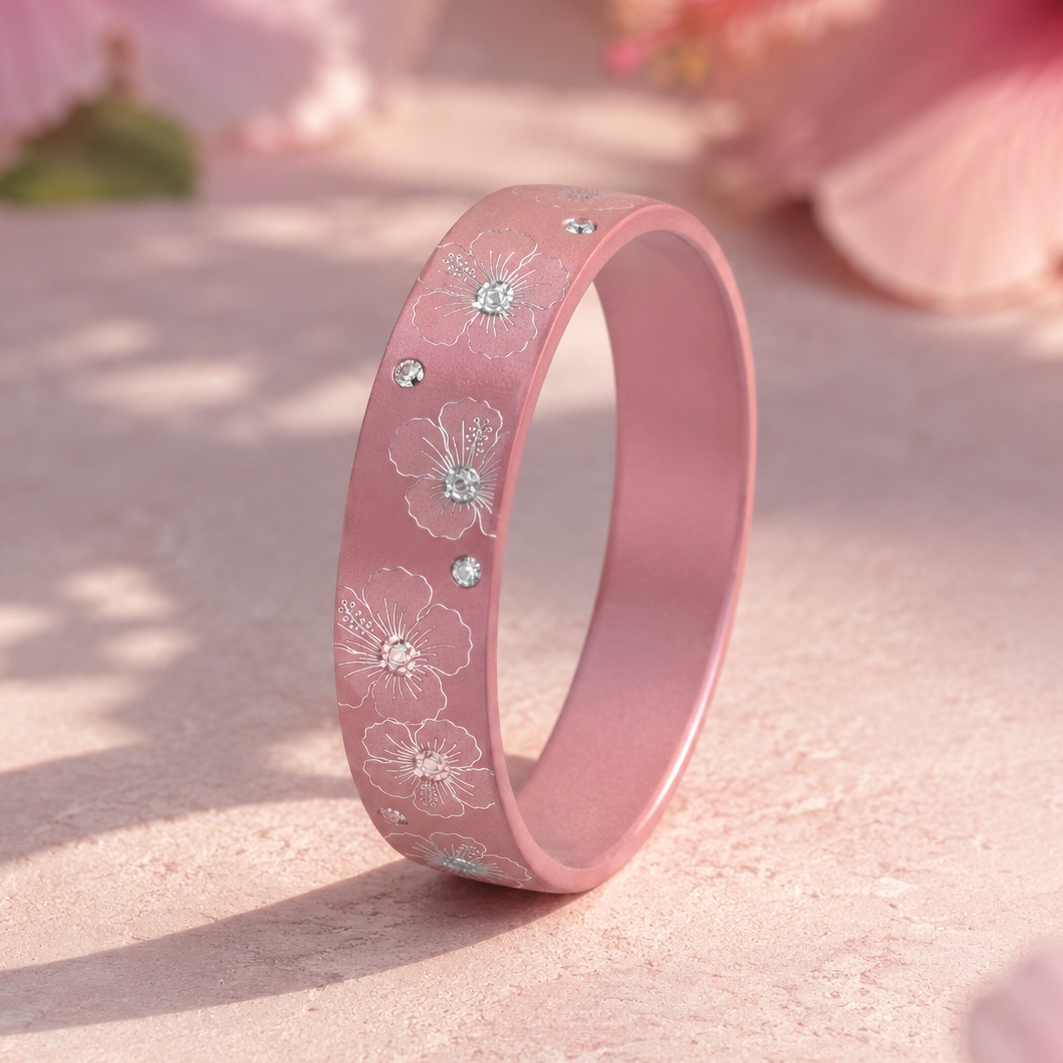 Anneau (deux tiers) "Hibélis" en aluminium rose pastel pour bague mood interchangeable