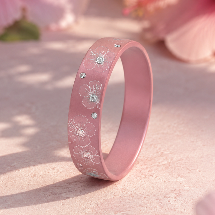 Anneau (deux tiers) "Hibélis" en aluminium rose pastel pour bague mood interchangeable