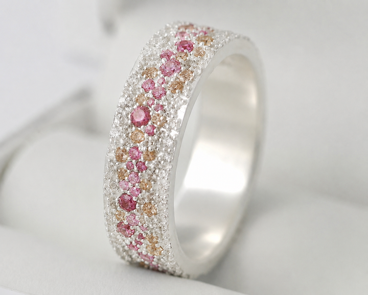 Anneau (addon) en argent Autumn entièrement serti de zircons pour bague mood interchangeable