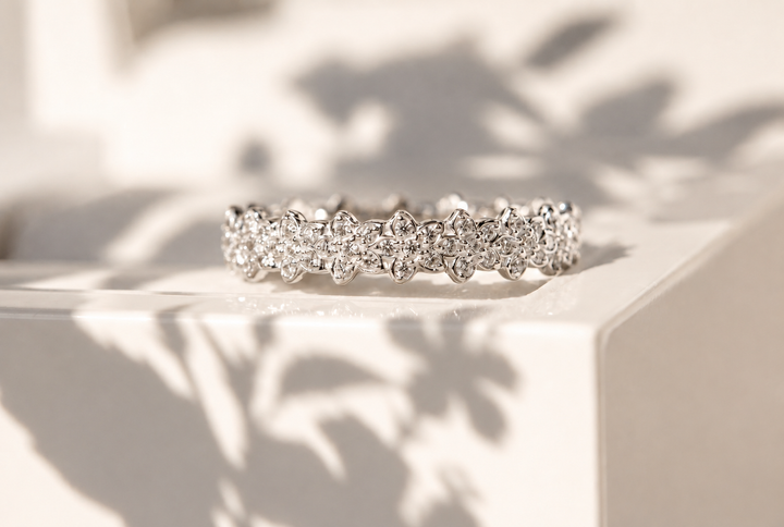 💍 Anneau (deux tiers) "Aurflower" en argent 925 serti de zircons