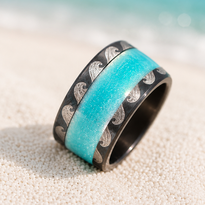 Base Large - Small - XS -  "Nalu" en acier brossée bleutée pour bague mood | Por Venezuela